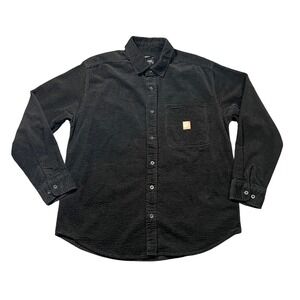 Brixton Men's Large Porter Relaxed Fit Waffle Corduroy Button Down Shirt Black